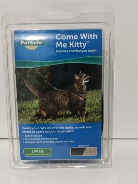 PetSafe Come With Me Kitty Harness and Bungee Leash in Black and Silver